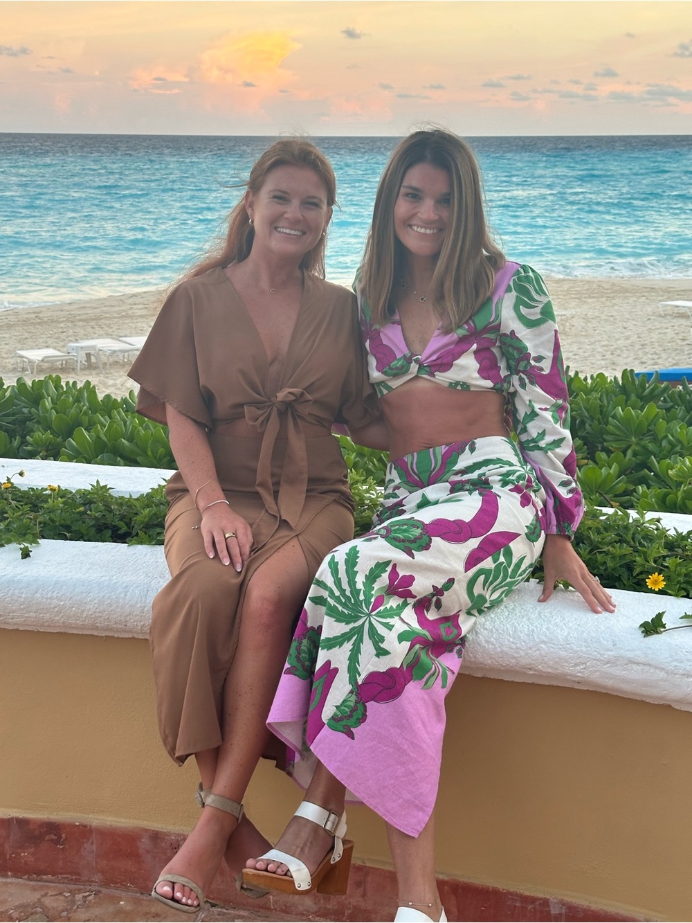 Caroline Constas Floral Print Linen Maxi Skirt Set